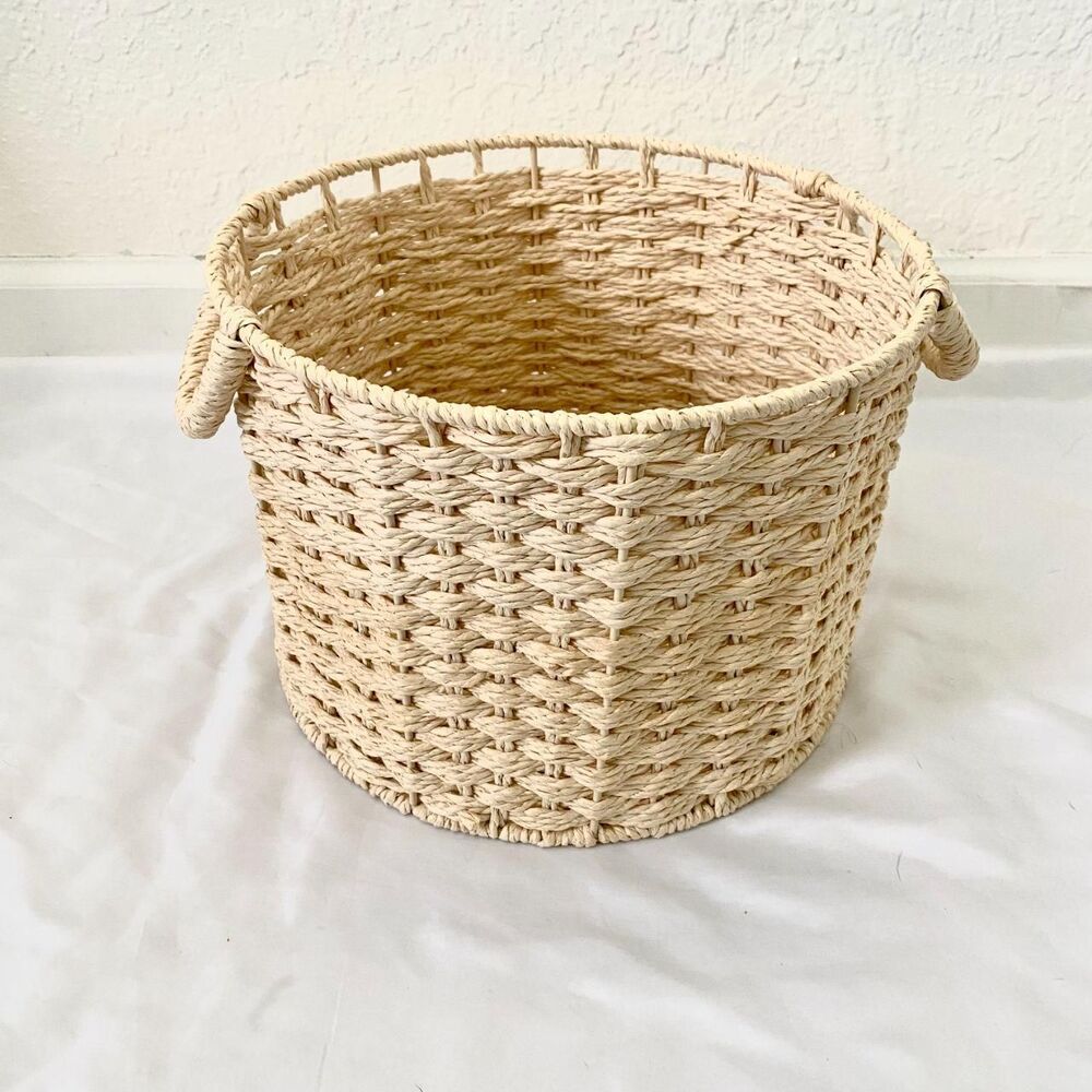 Target Brightroom Round Large Woven Storage Basket With Handles 11x8"